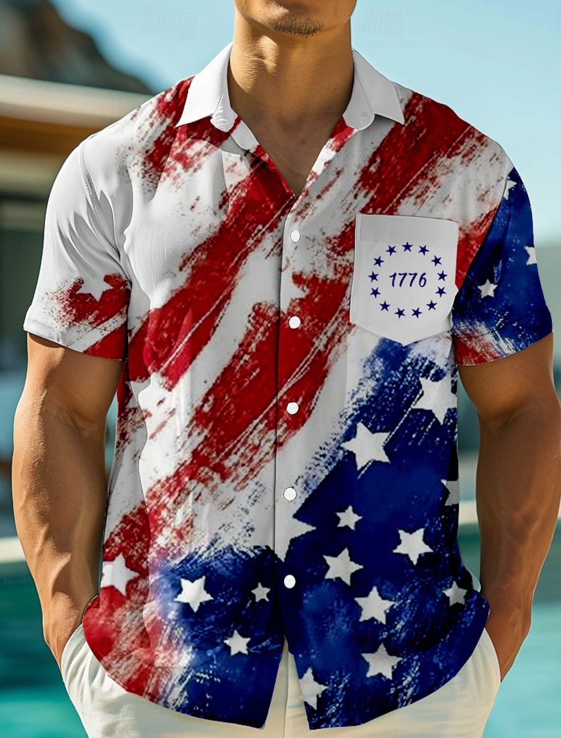 Independence Day Men's American US Flag 4th of July U.S. 250th Anniversary Patriotic Shirt Summer Shirt Button Up Shirt Short Sleeve Fashion Casual Holiday Summer Spring Turndown 3D Print Collared
