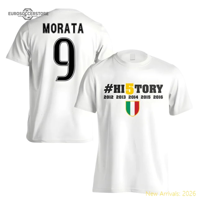 Juve History Winners Fan T-shirt (morata 9) - White - Premium Collection