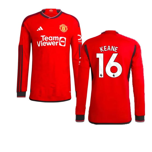 2023-2024 Man Utd Authentic Long Sleeve Home Top (Keane 16)