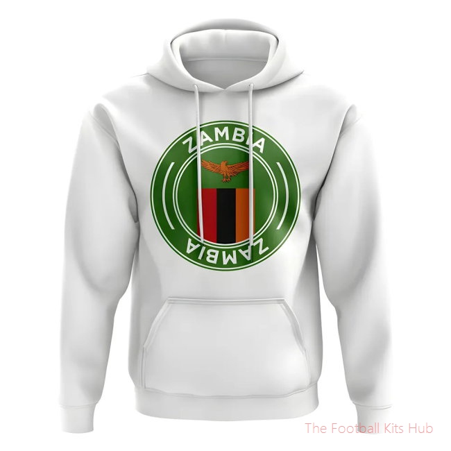 Men Zambia Football Badge Hoodie (White)