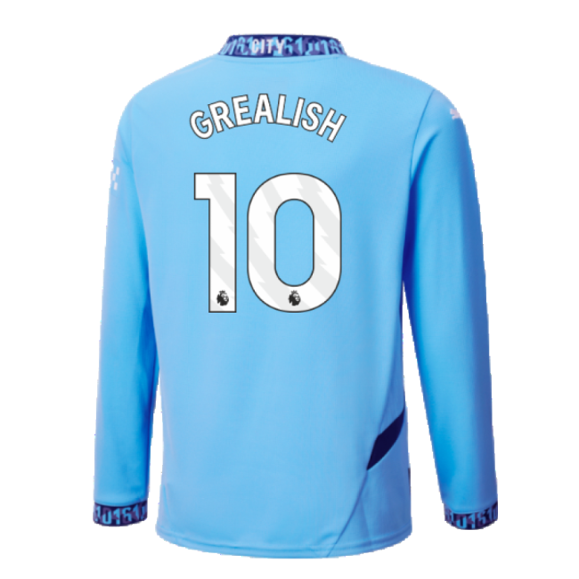Licensed Football Man City Home Long Sleeve Shirt Kids Grealish #1...