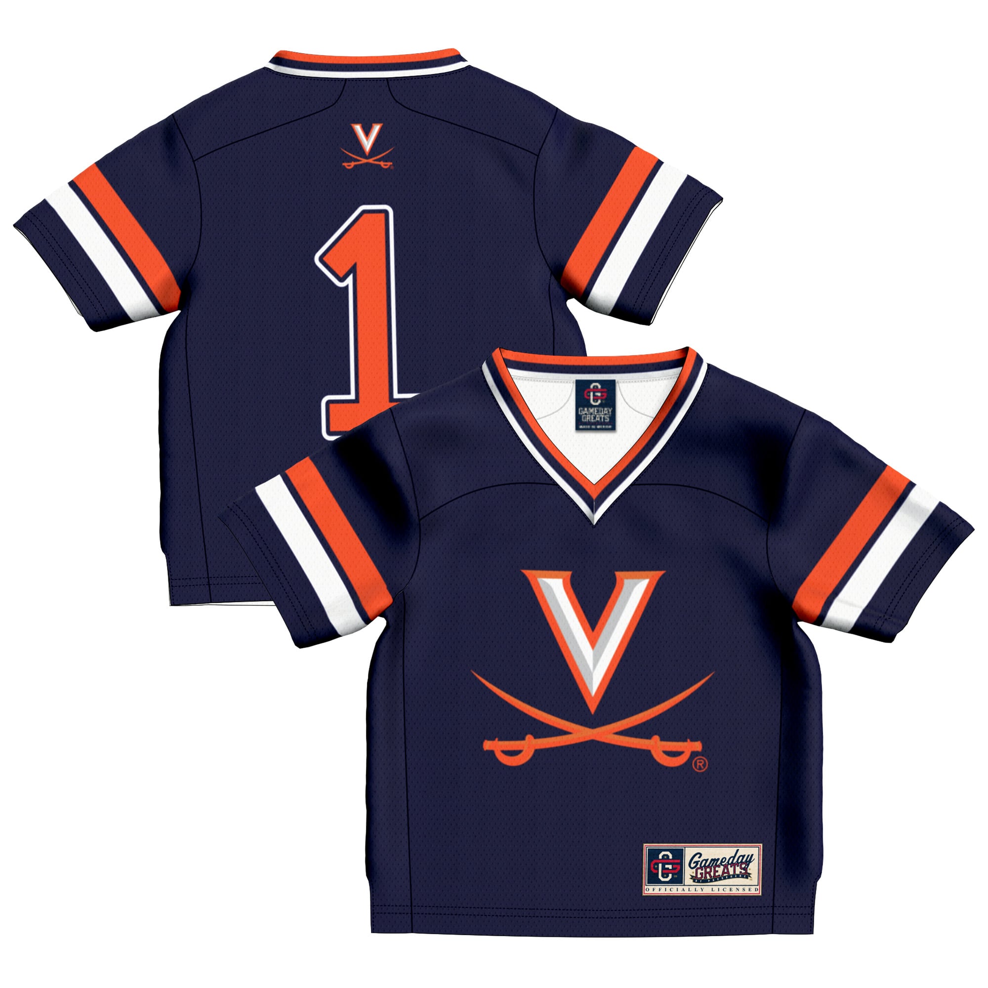 Toddler #1 Navy Virginia Cavaliers Lightweight Football Jersey