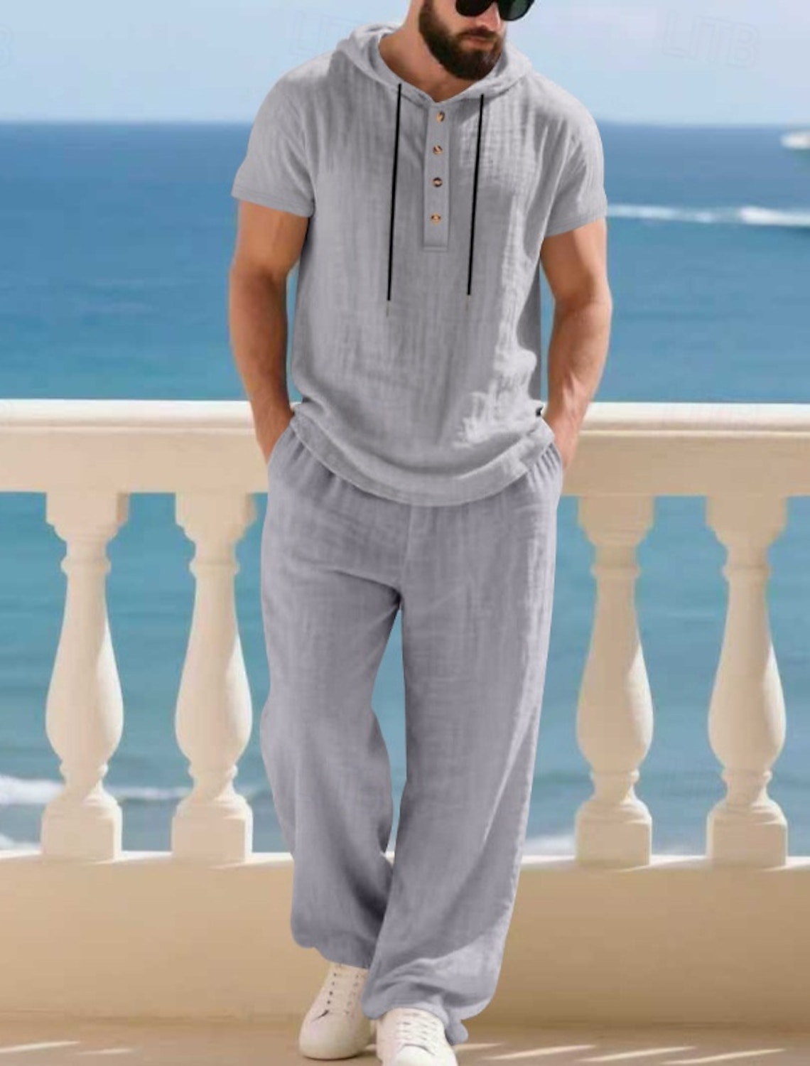 Men's T-shirt Suits Shirt and Pant Sets 2 Pieces Outfits Short Sleeve