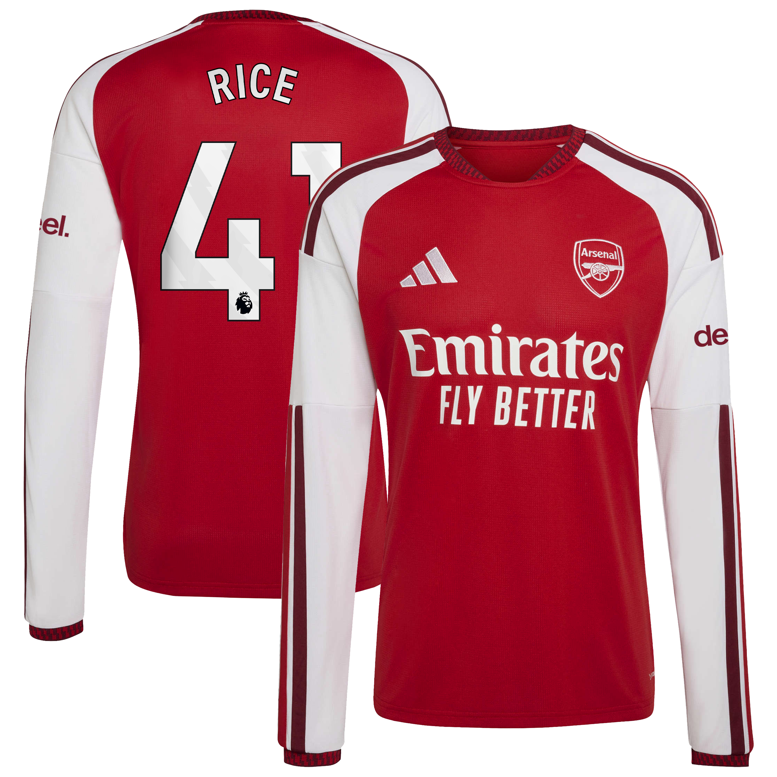 [SJH] Declan Rice #41 Arsenal 2026/27 Home Replica Long Sleeve Jersey - Red