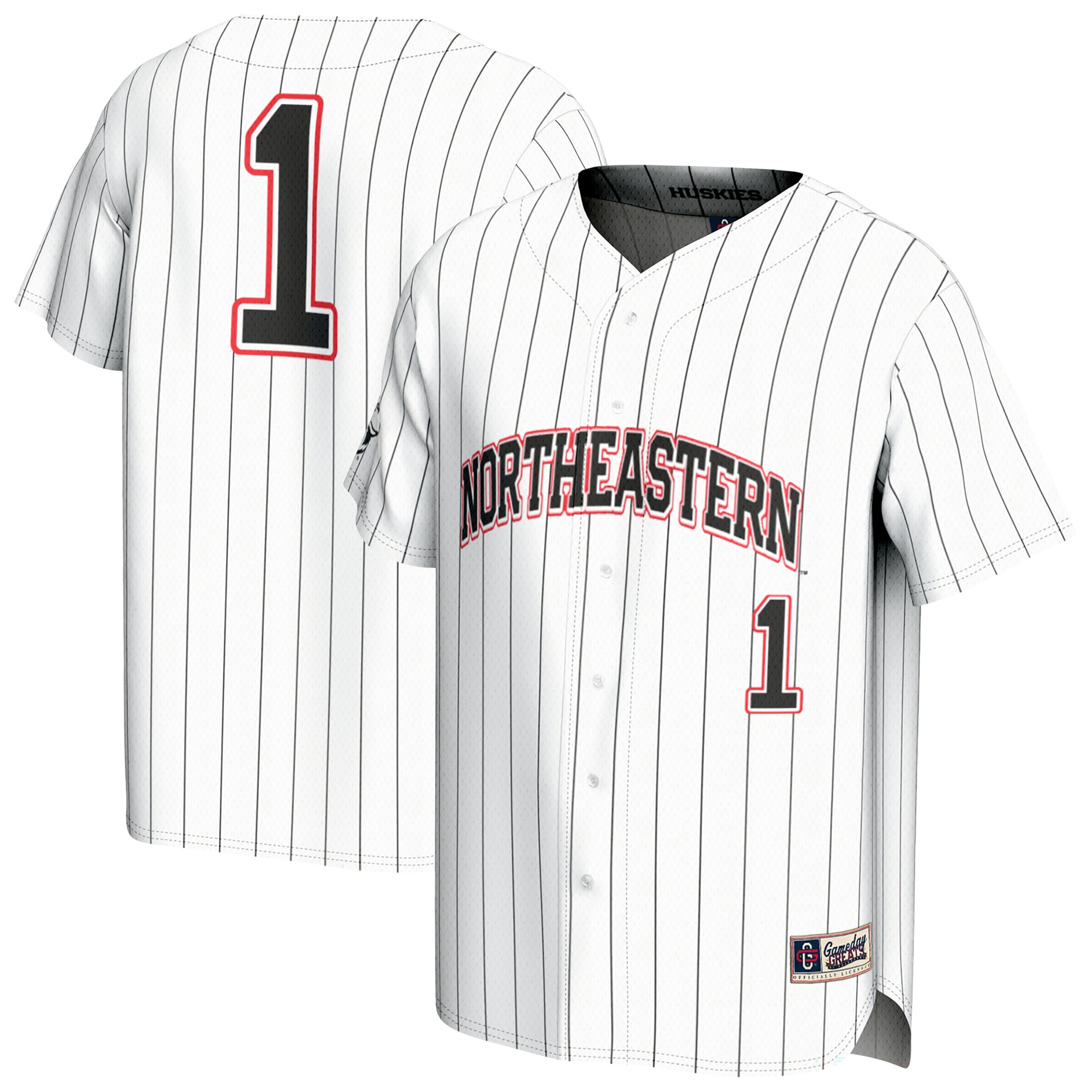 [NJP] Northeastern Huskies GameDay Greats Youth Lightweight Collegiate Baseball Fashion Jersey - White