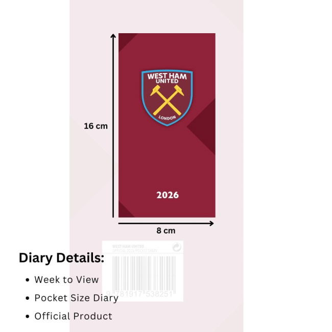 Player Issue Style West Ham Home Player Jersey 2025-2026 (Diary 2026)