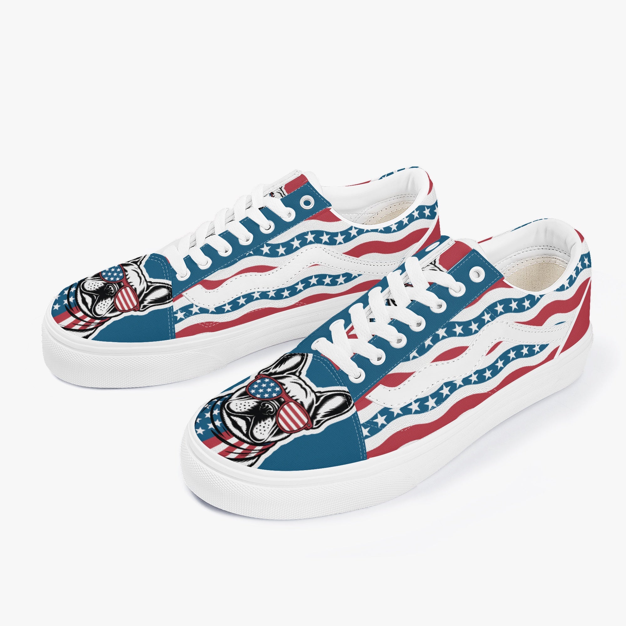 Frenchie Lover Trendy Low-top Canvas Sneakers For Dog Lovers | Comfy Fit