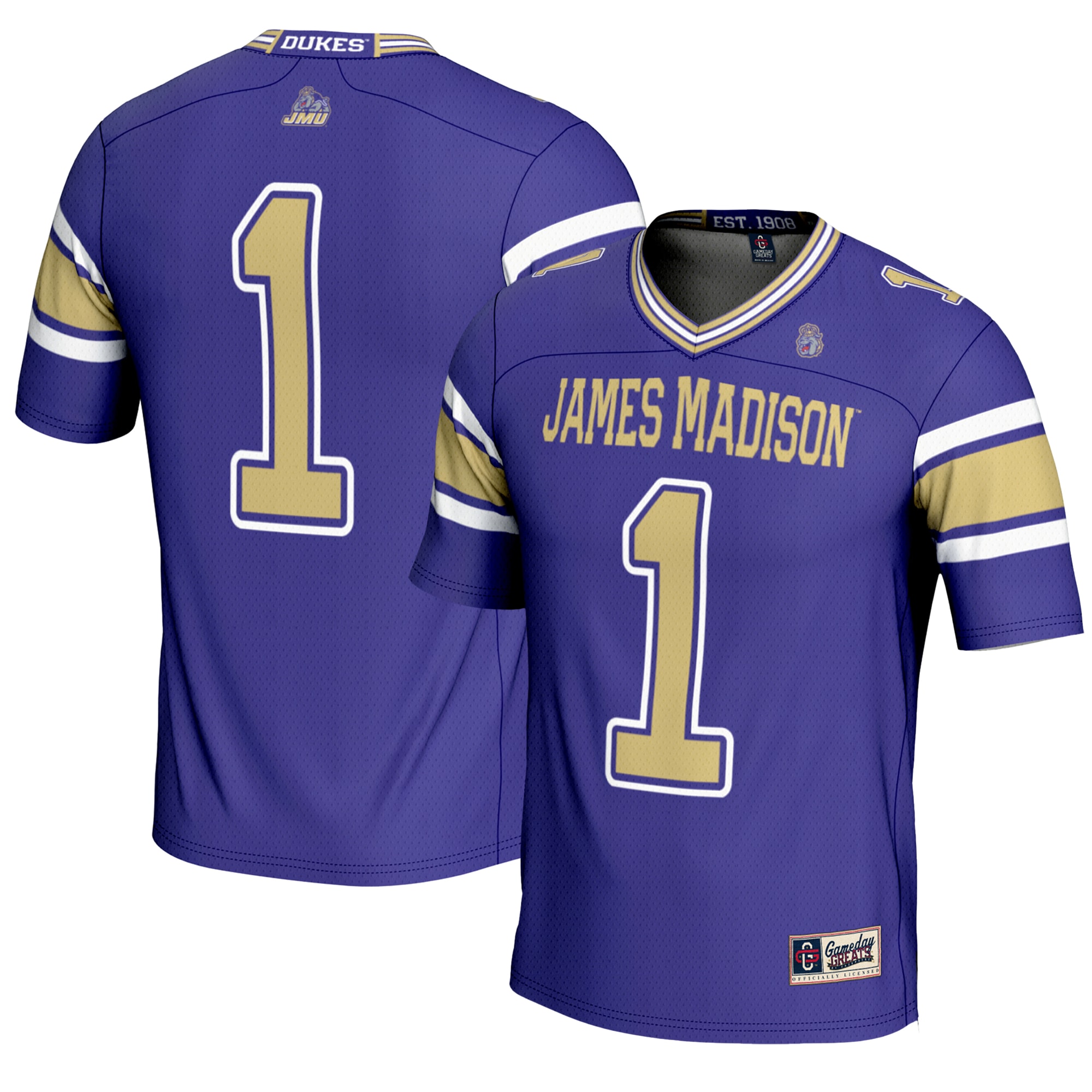 #1 James Madison Dukes GameDay Greats Endzone Football Jersey - Purple