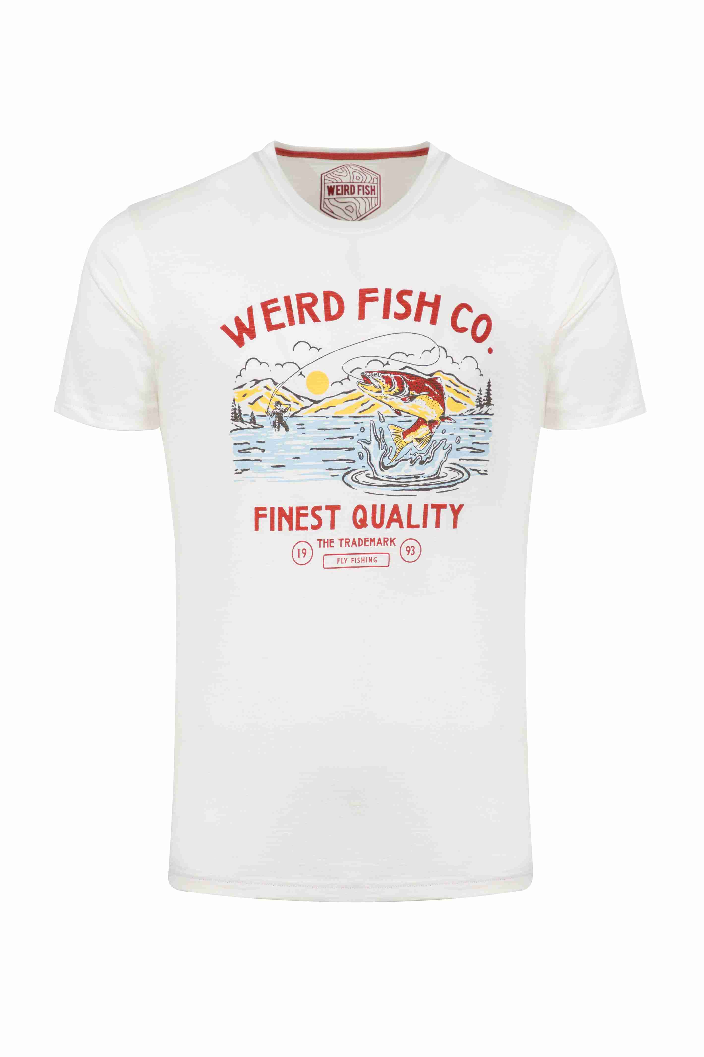 Fish Out Of Water Front Print Graphic T-Shirt Dusty White