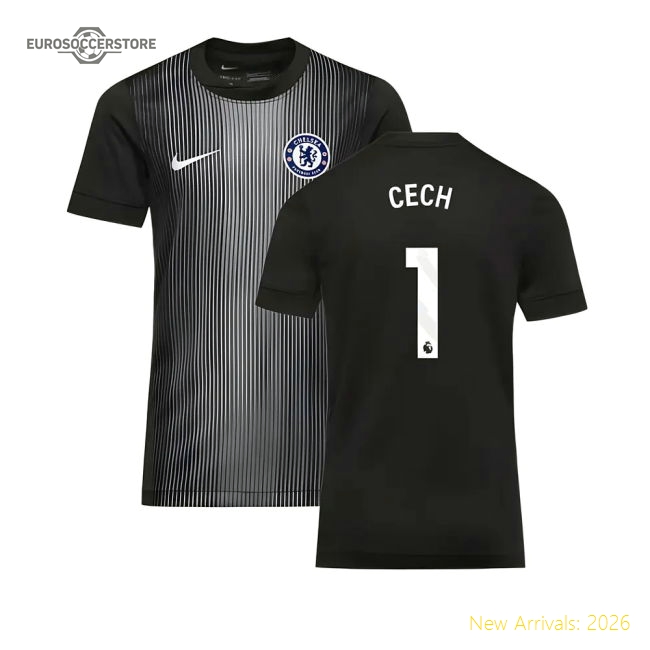 2025-2026 Chelsea Home Goalkeeper Shirt (Black) - Kids (Cech 1)