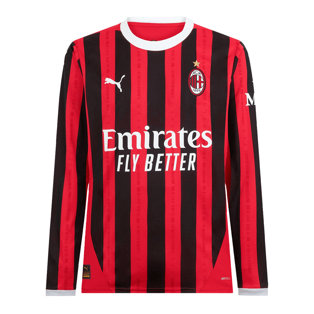 AC Milan Home Long Sleeve  Soccer Jersey 2024/25 Authentic Kit