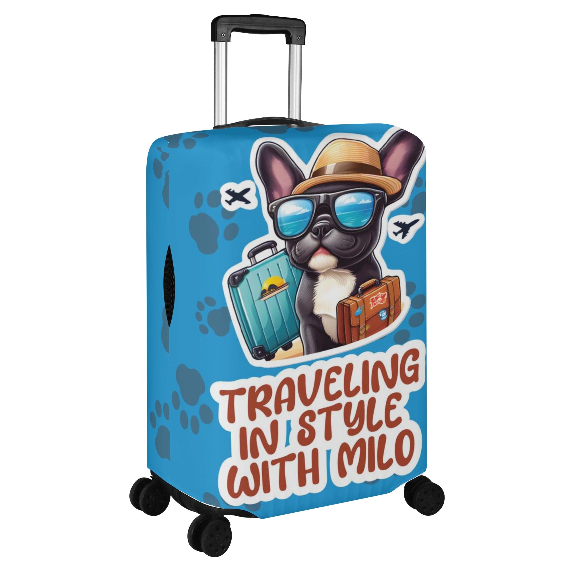Personalized Luggage Cover with Frenchie Name - Luggage Cover
