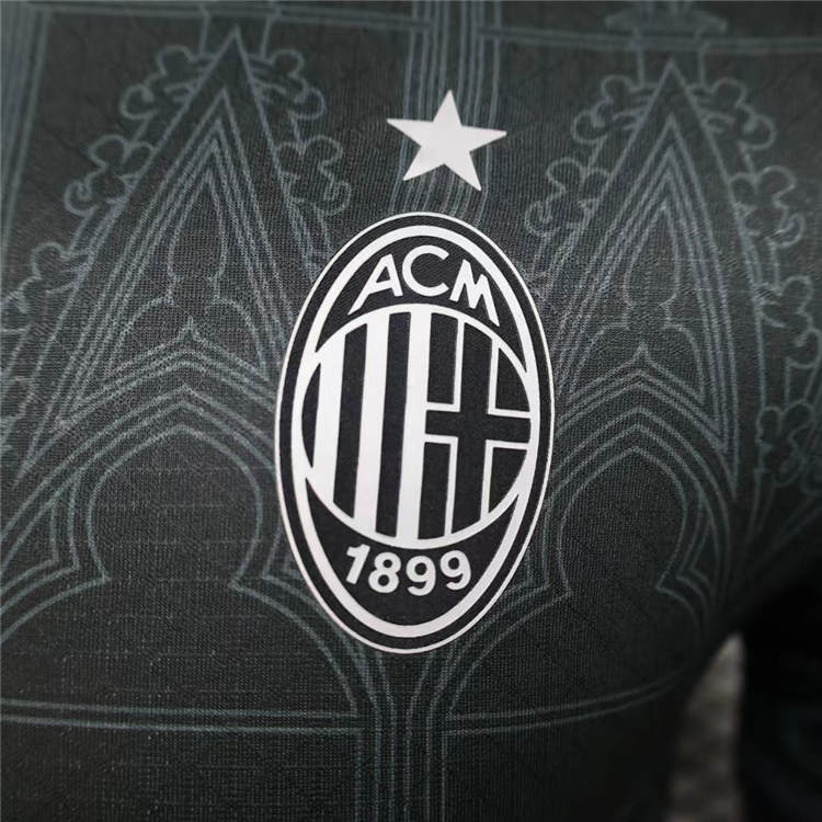 Genuine Breathable AC Milan 2425 Black Shirt Authentic Version