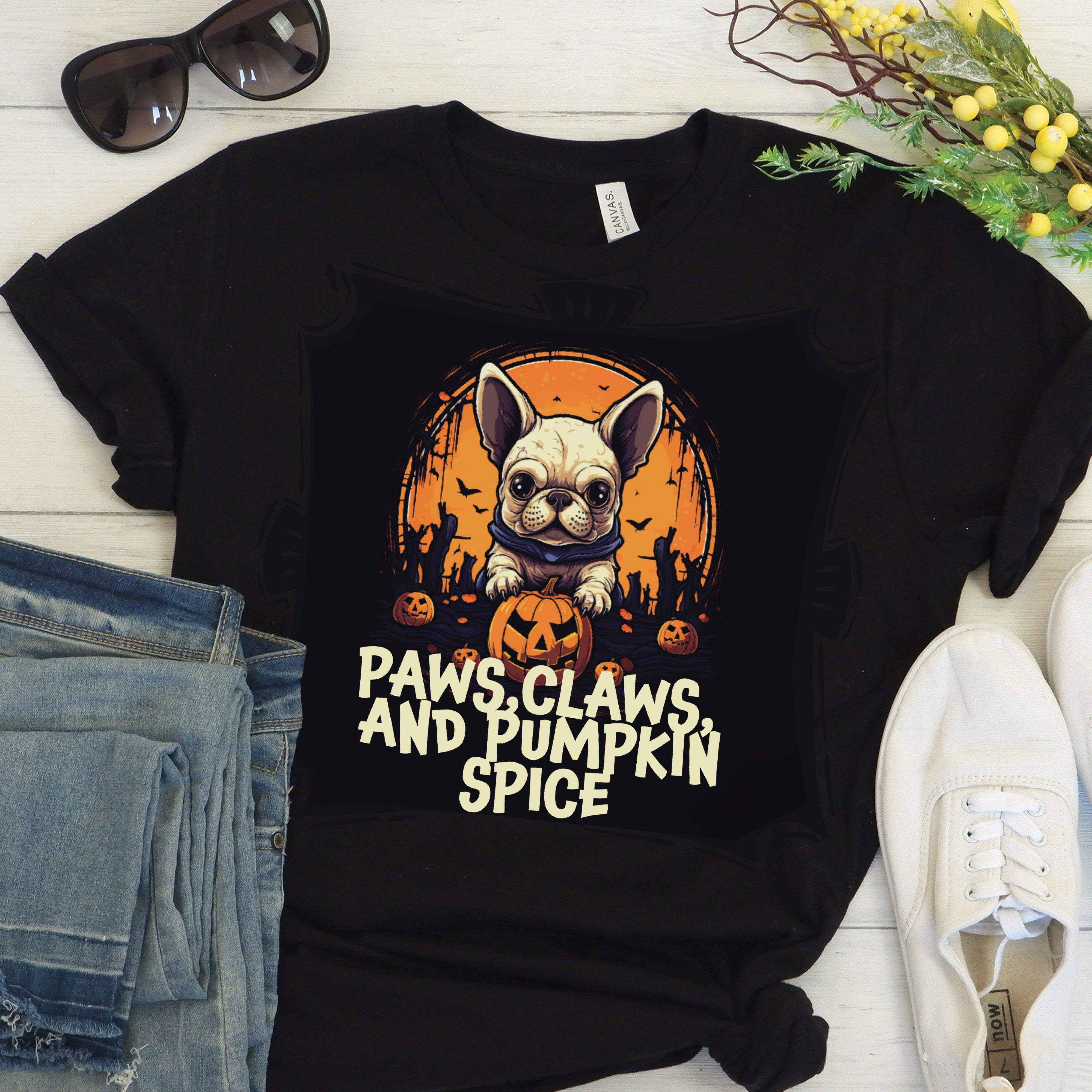 Frenchie Pumpkin Duo - Everyday Unisex T-shirt For Frenchie Fans