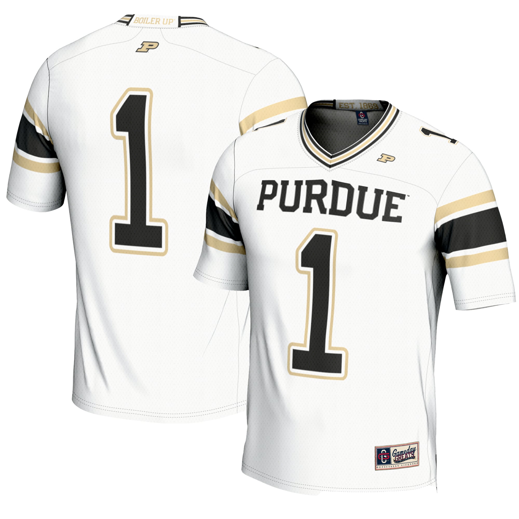 Men's #1 White Purdue Boilermakers Endzone Football Jersey