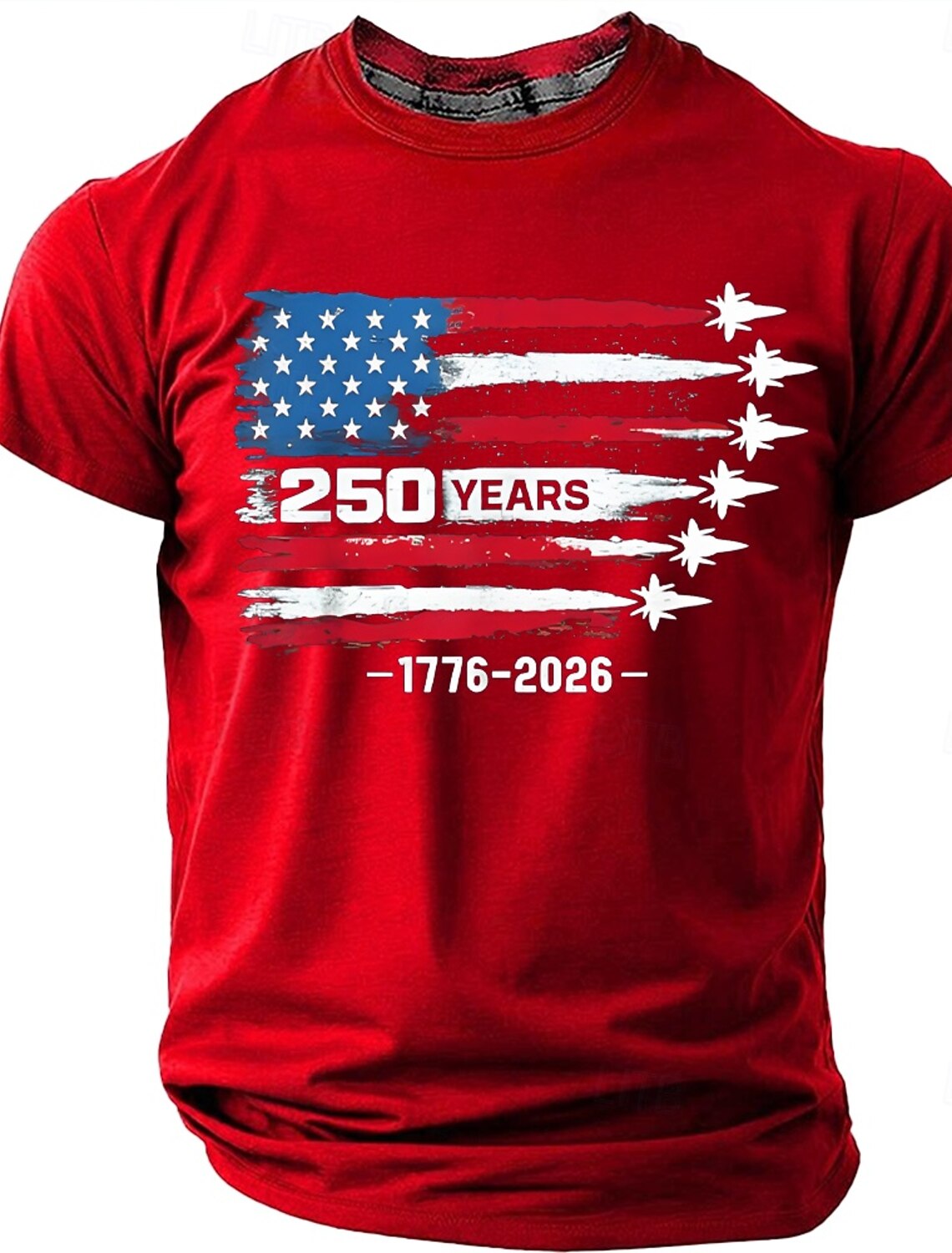 4th of July 2026 250th Men's 250 Years 1776 2026 Fighter Jets American Flag Patriotic 250th Anniversary Military Air Force Graphic T Shirt Casual Navy Blue Designer Apparel S M L XL XXL XXXL