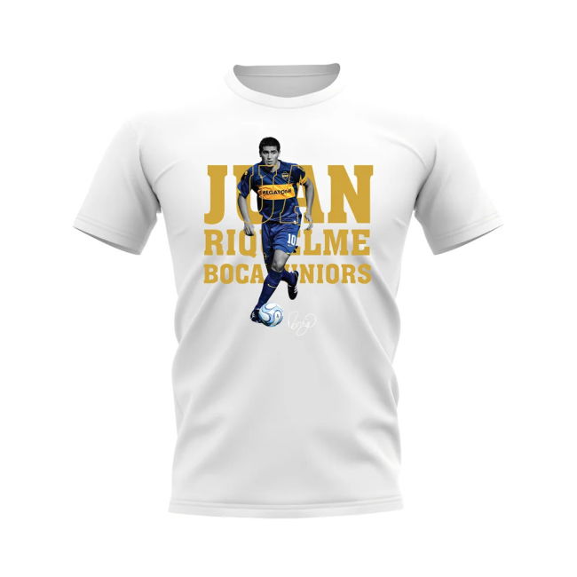 Tee Juan Riquelme Boca Juniors Player Team White In Multiple Adult Sizes