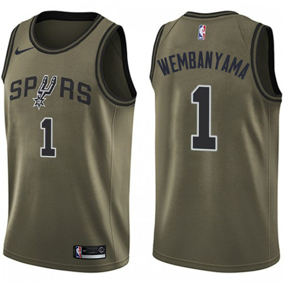 San Antonio Spurs #1 Victor Wembanyama Green Nike Youth NBA Swingman Salute To Service Jersey