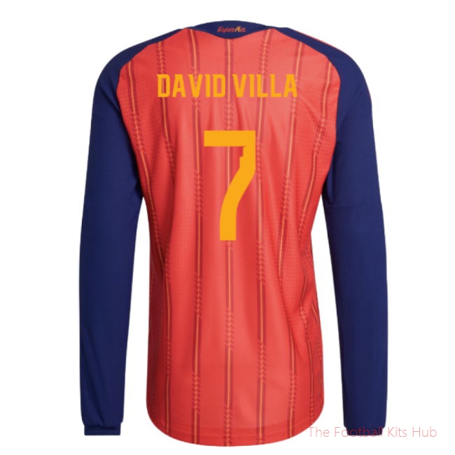 2026-2027 Spain Authentic Long Sleeve Home Shirt (David Villa 7)