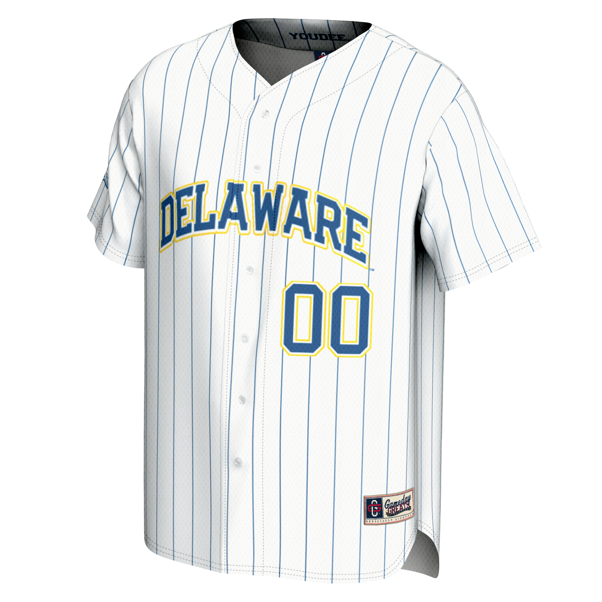 [DDG] Delaware Fightin' Blue Hens GameDay Greats NIL Pick-A-Player Baseball Lightweight Jersey - White