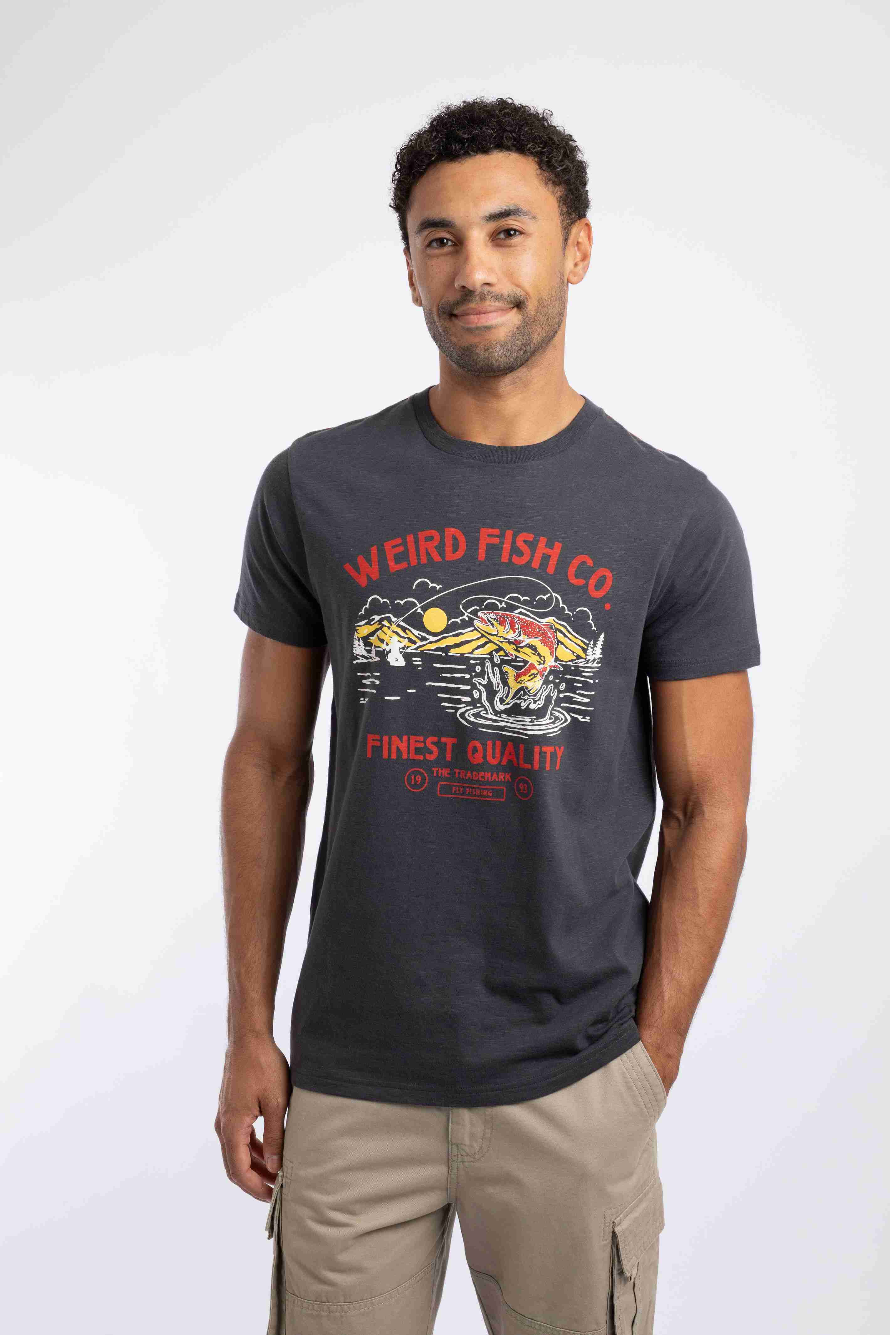 Fish Out Of Water Front Print Graphic T-Shirt Coal