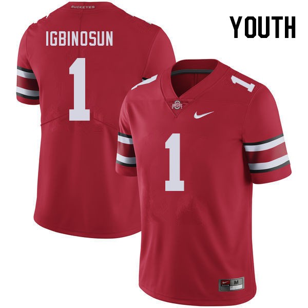 Youth Ohio State Buckeyes #1 Davison Igbinosun Red Nike Stitch Jersey