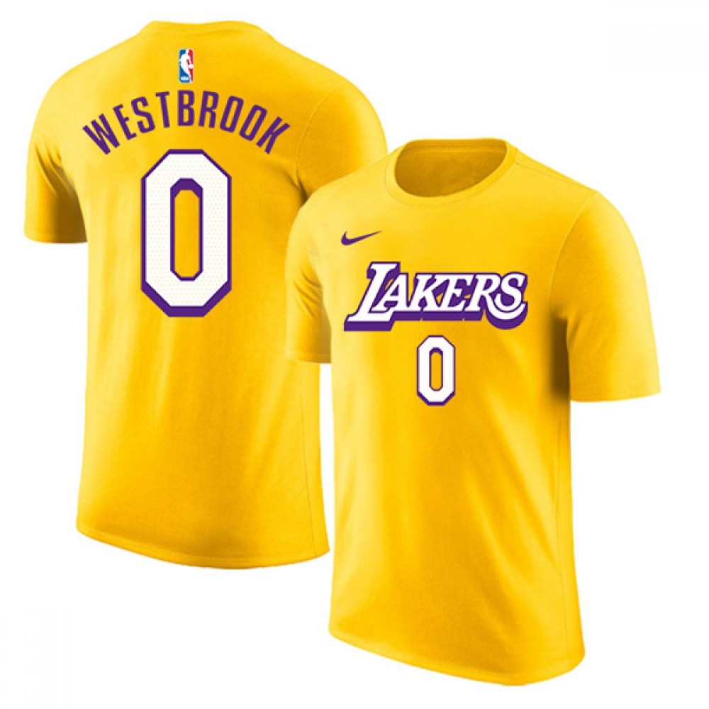 Performance Official Men's LAL #0 Russell Yellow Basketball Jersey