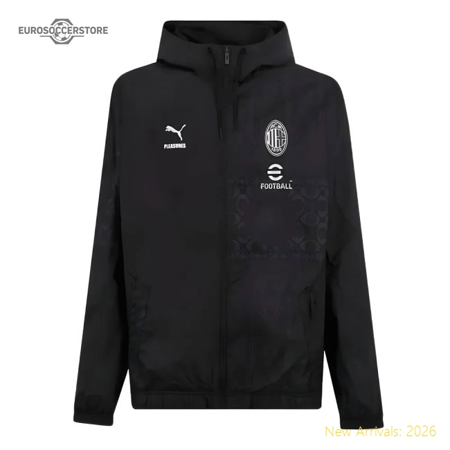 2023-2024 AC Milan x PLEASURES Prematch Jacket (Black)