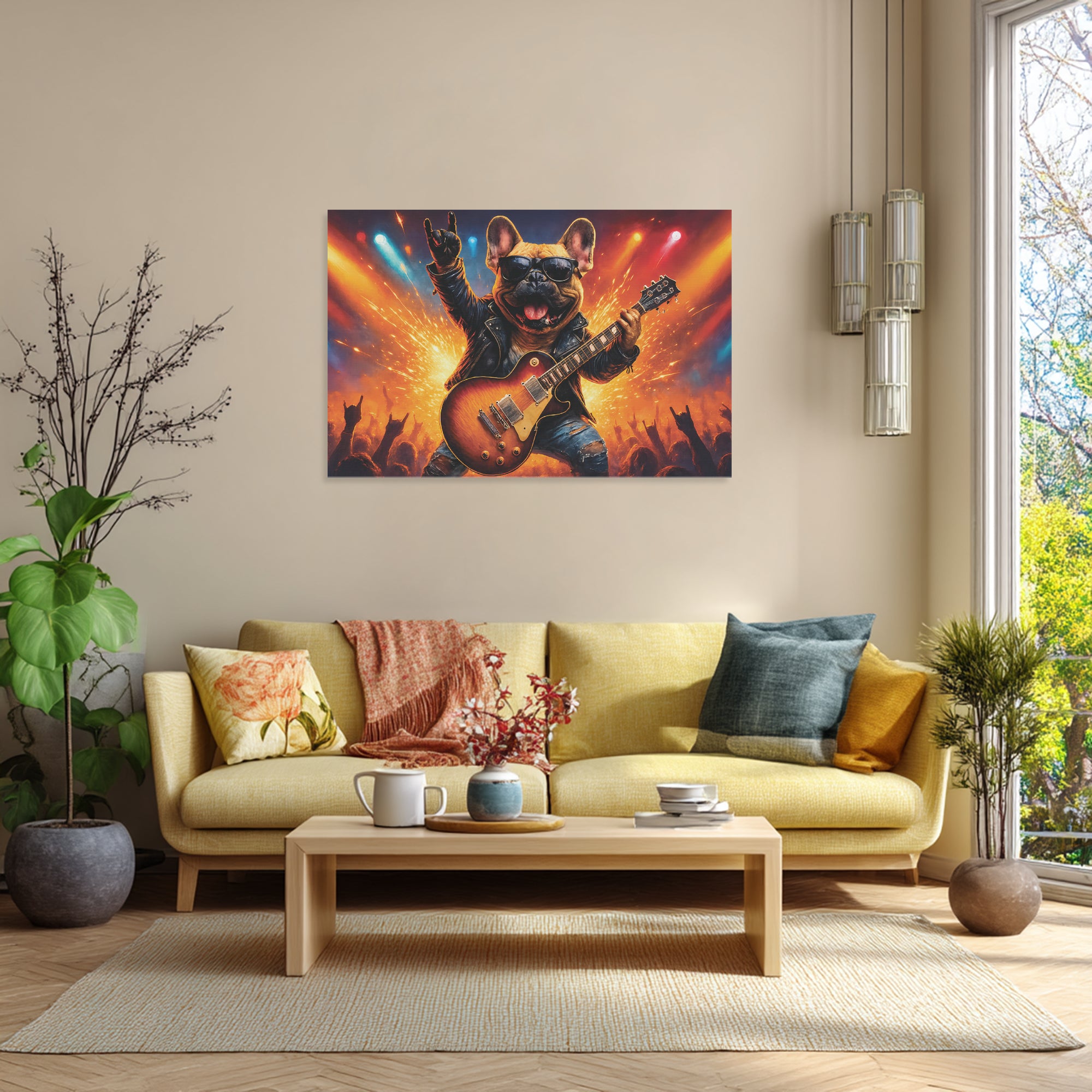 - French Bulldog Themed Adorable Frenchie Canvas Wall Art Outdoor Style