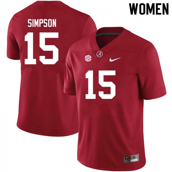 Women Alabama Crimson Tide #15 Ty Simpson Crimson Nike Stitch Jersey