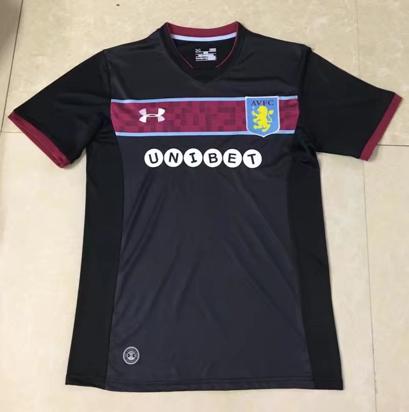 Official Cheap Aston Villa Away 201718 Black Soccer Jersey Shirt