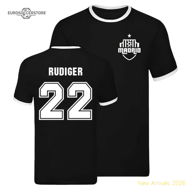 High-Quality Real Madrid Ringer T-Shirt (Antonio Rudiger 22)