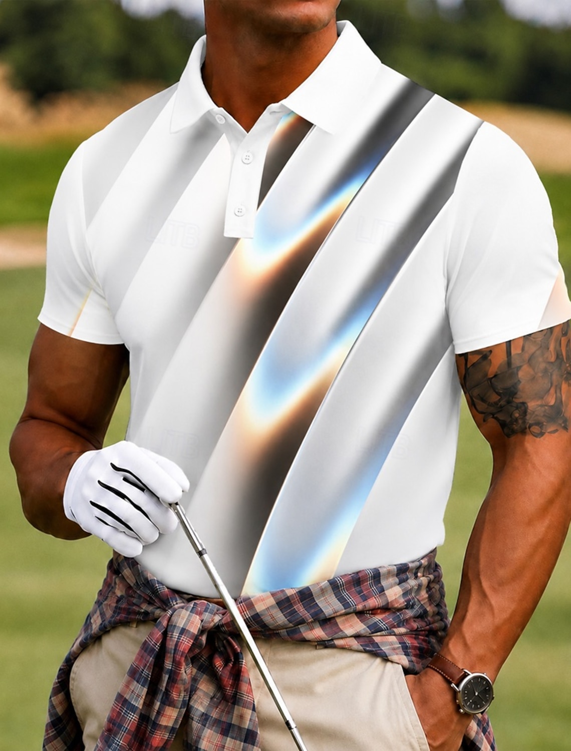 Men's Abstract Geometic Sports Polo Shirts Short Sleeve Polo Shirts Lapel Casual Business Athleisure 3D Print Buttons Breathable Mesh Spring & Summer Blue Black White