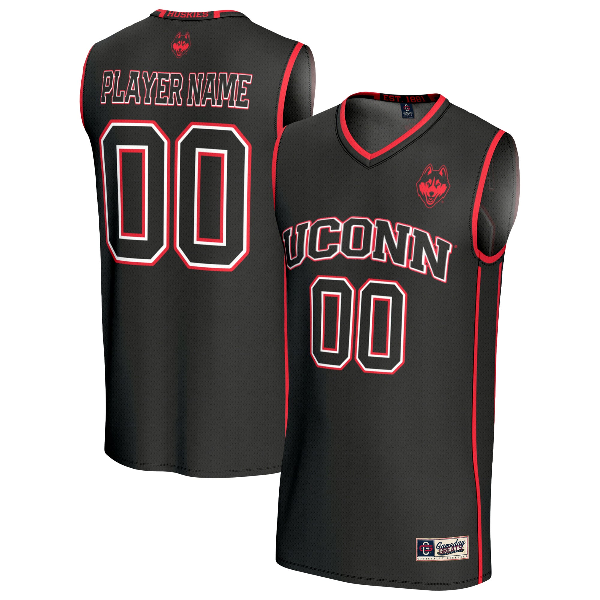 UConn Huskies GameDay Greats Unisex Lightweight Collegiate Men's Basketball NIL Pick-A-Player Fashion Jersey - Black