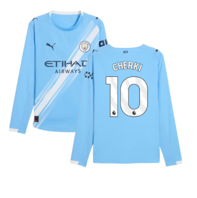 Official 2025-2026 Man City Authentic Long Sleeve Home Shirt (cherki