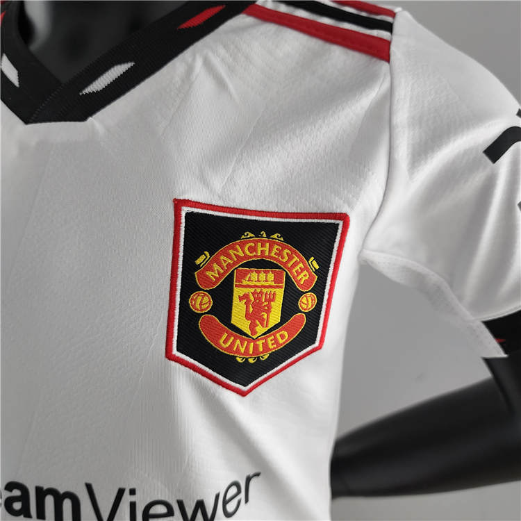 Kids Manchester United 2223 Away White Soccer Kit ShirtShorts -