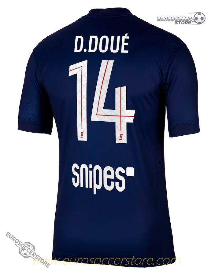 D. Doué's 2025-26 Season PSG Home Jersey - Number 14 Edition
