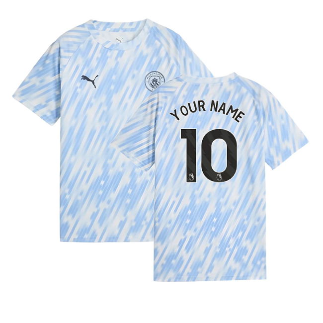 2025-2026 Man City Warm Up Jersey (Silver Sky) - Kids (Your Name)