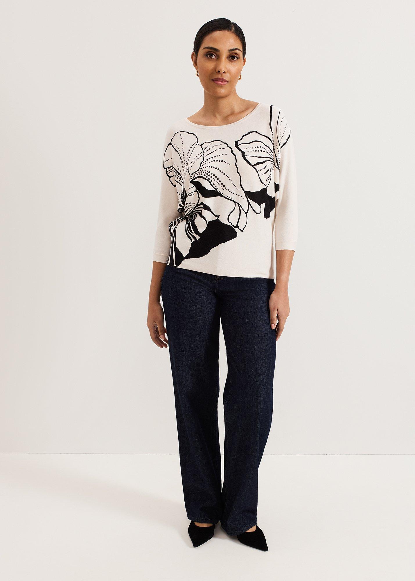 Petite Poppie Print Studd Batwing Top