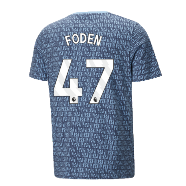 Official 2024-2025 Man City Ftblculture Tee Aop (navy) - Kids (foden