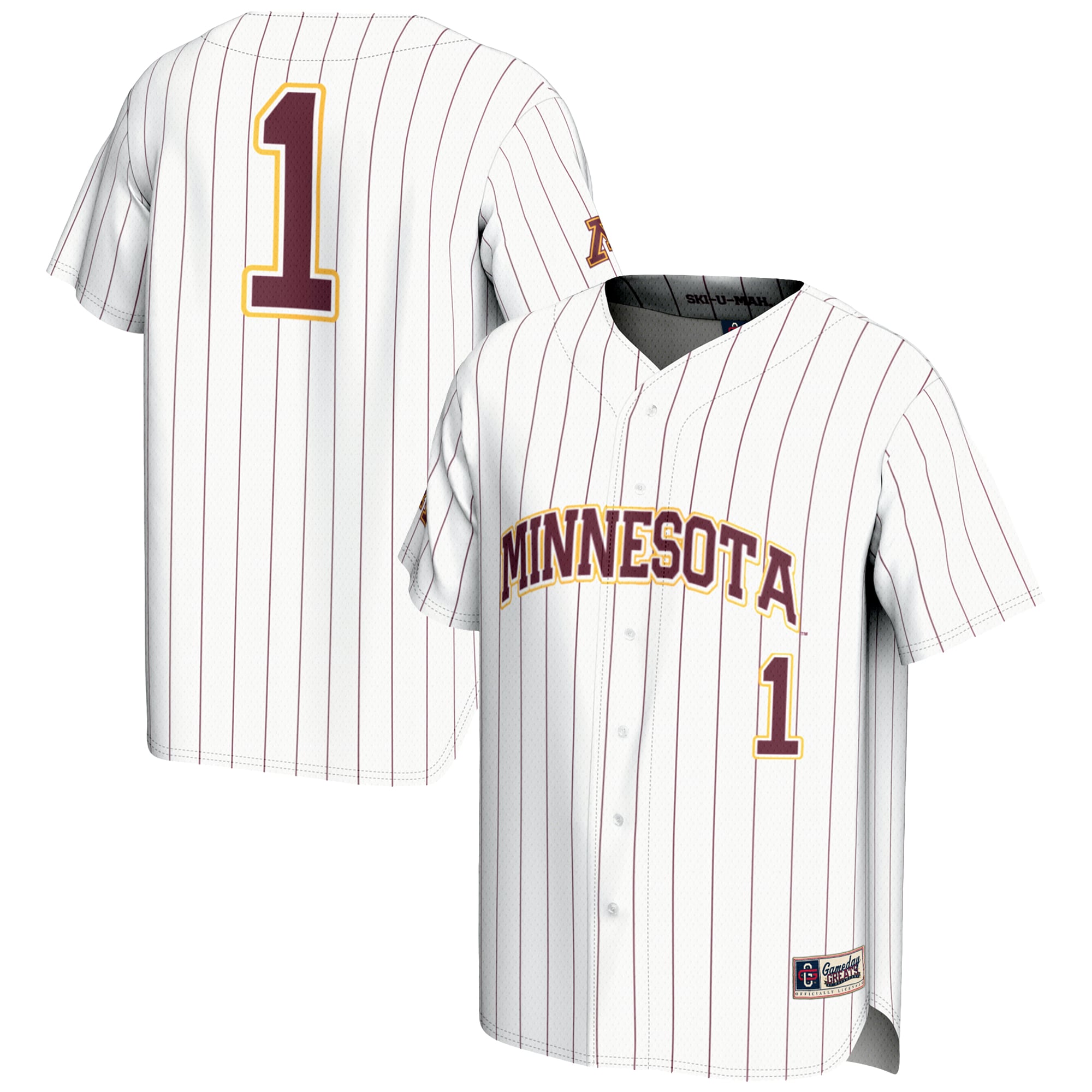 #1 Minnesota Golden Gophers GameDay Greats Youth Baseball Jersey Lightweight- White