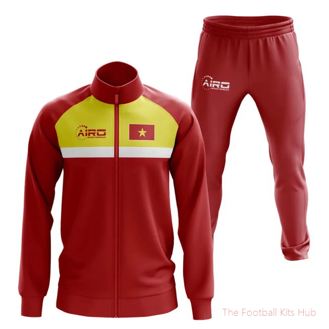 Men Vietnam Concept Football Tracksuit (Red)