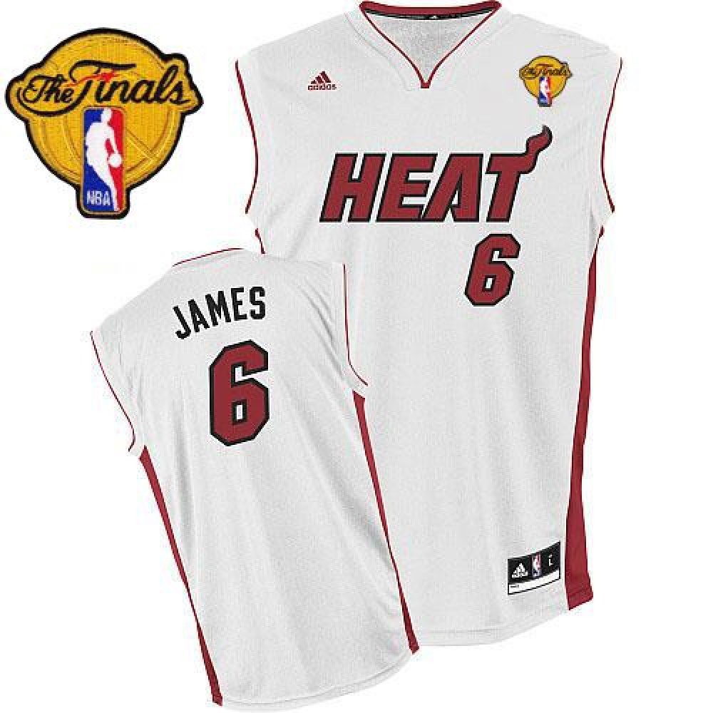 Game Day Premium Men's MIA #6 LeBron White Basketball Jersey