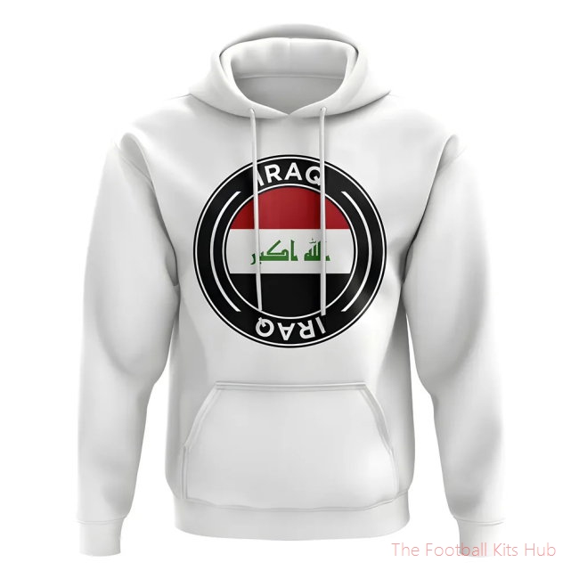 Men Iraq Football Badge Hoodie (White)