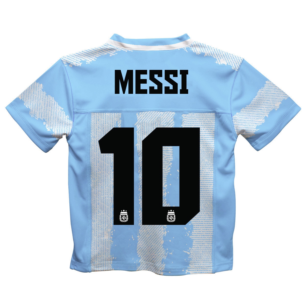 [SJH] Lionel Messi #10 Argentina National Team Vive La Fete Youth Painted Stripes Football Jersey - Light Blue