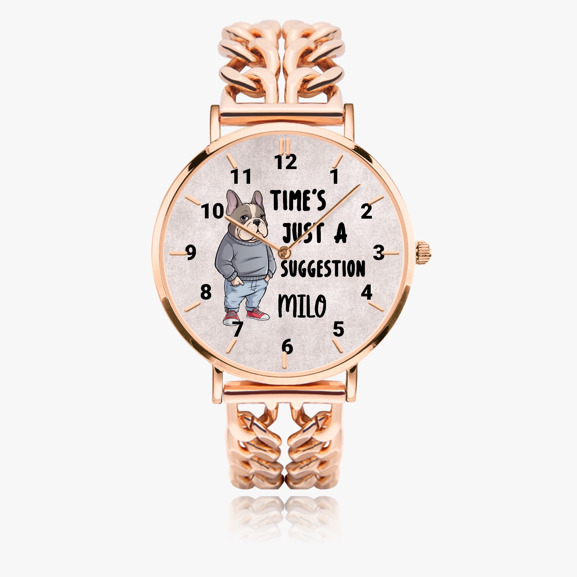 French Bulldog Time’s Just A Suggestion Personalized Chic Hollow Strap