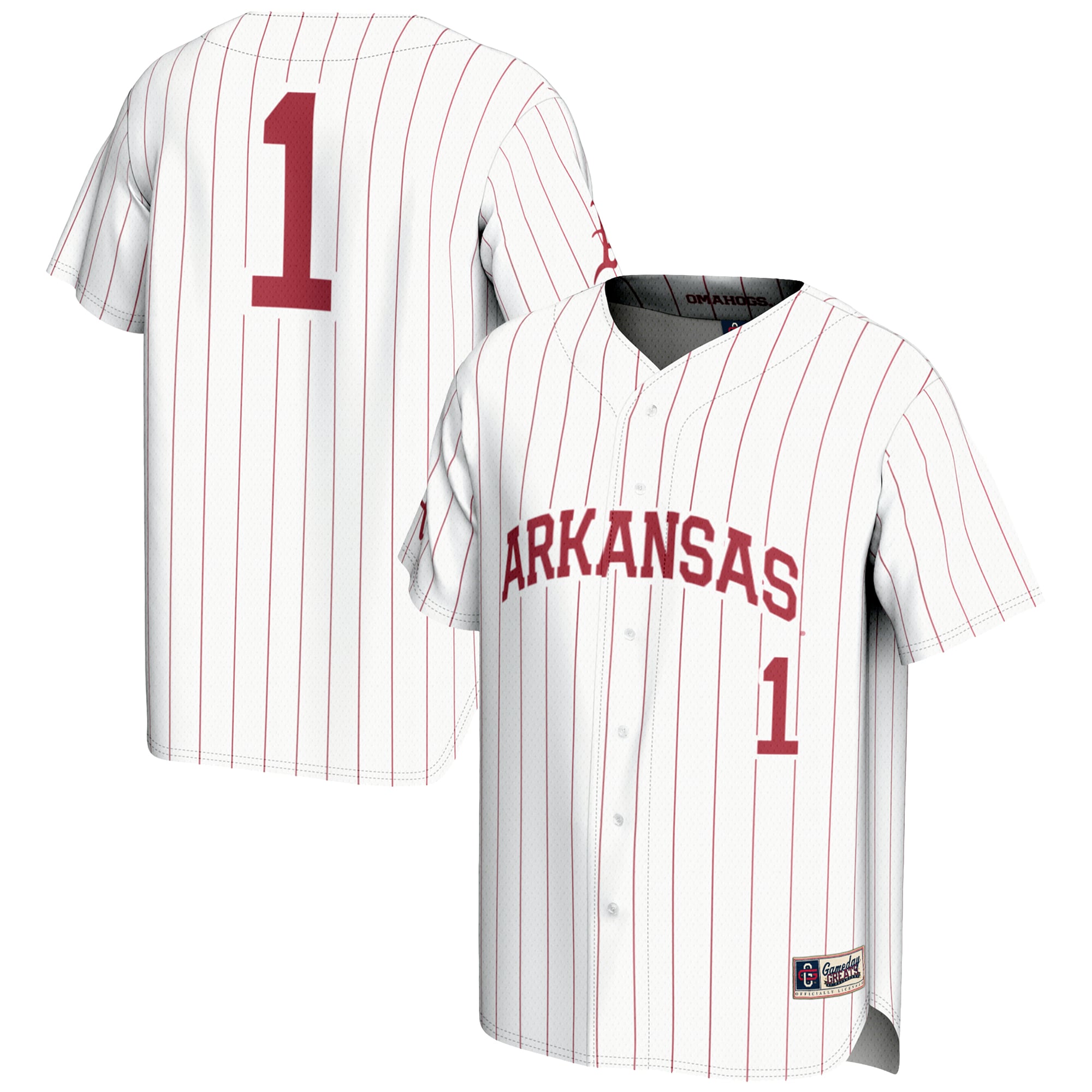 #1 Arkansas Razorbacks GameDay Greats Youth Lightweight Baseball Jersey - White