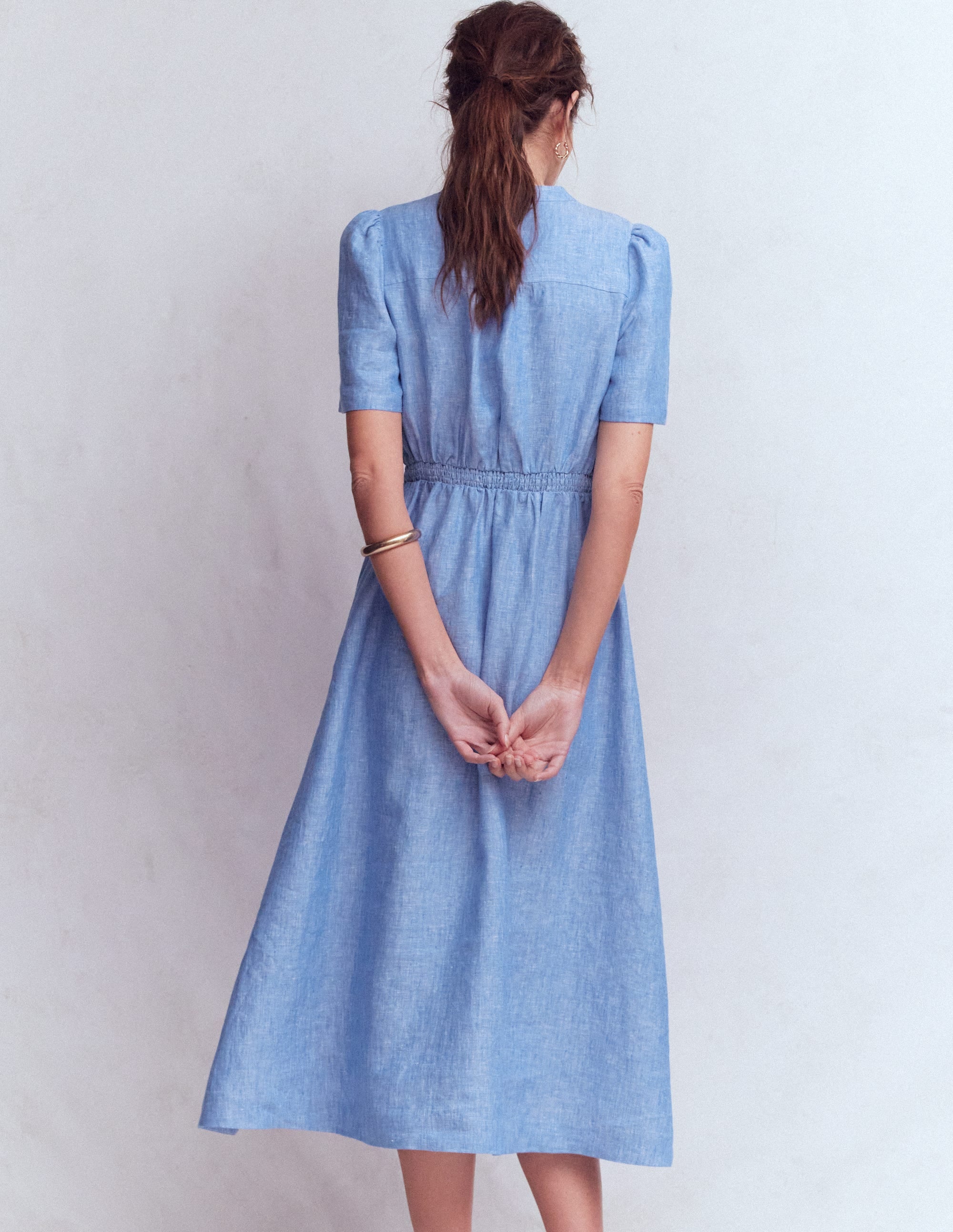 Ivy Placket Linen Midi Dress