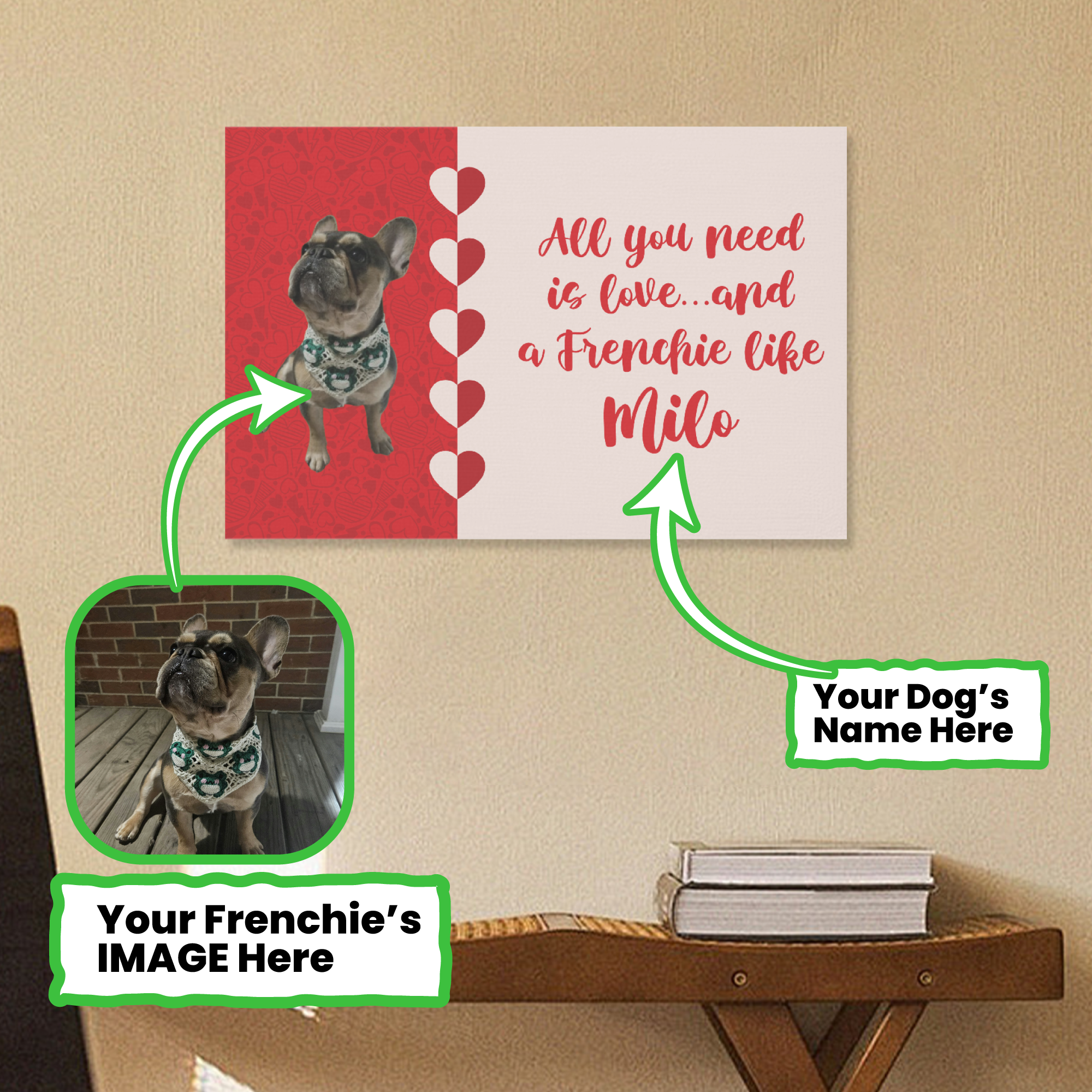 Sapphire - Personalized Adorable Frenchie Canvas Wall Art