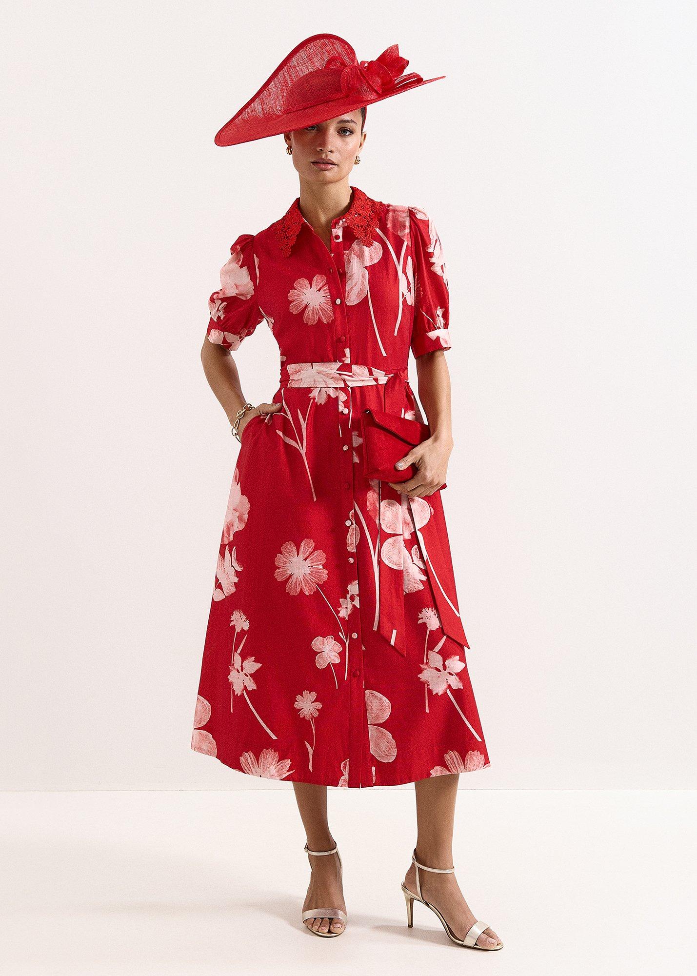 Petite Delphine Red Floral Dress